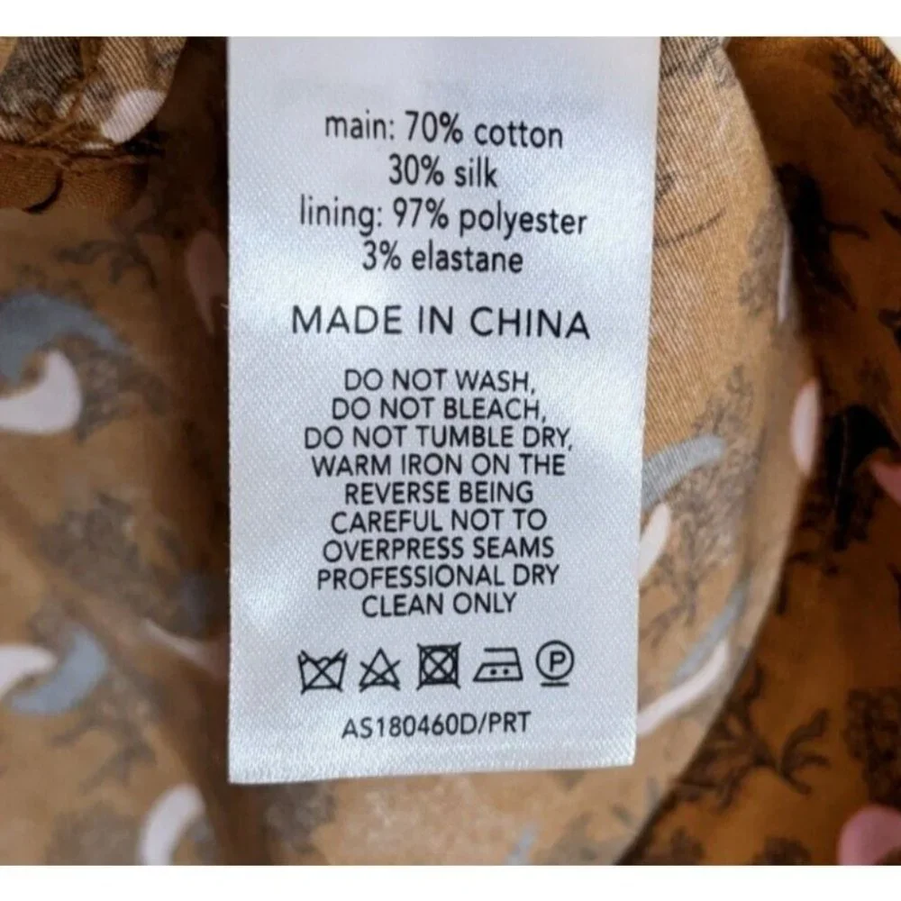 Acler Dorset Mini Dress Long Puff Sleeves Rouched Silk Blend Brown Pink Size 8 - Picture 10 of 10